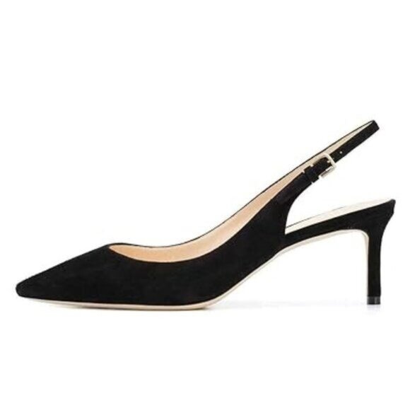 FSJ Women Classic Slingback Pumps Mid Heels Sandal Pointy Toe - Picture 1 of 8
